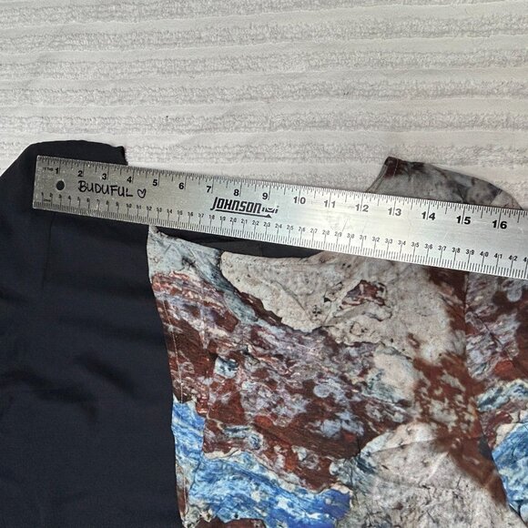 Ricochet Boat Neck Colorblock Abstract Print Asymmetric Dress Sz 14 Short Sleeve - Picture 6 of 10